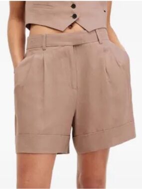NEW Allsaints High Raise Pleated Deri Lyn Cala Shorts.   Taupe Brown.  Size  8